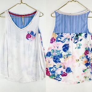 Aratta Silent Journey cotton lightweight tank top with floral women's size small